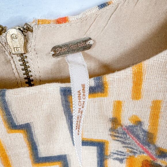 Free People Big Bang Metallic Tea Combo Floral Gold Dress, EUC, Size 4 MSRP $128 - Picture 9 of 13